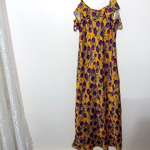 DELFI Collective Savannah Slip Yellow Purple Floral Dress - Picture 6 of 13